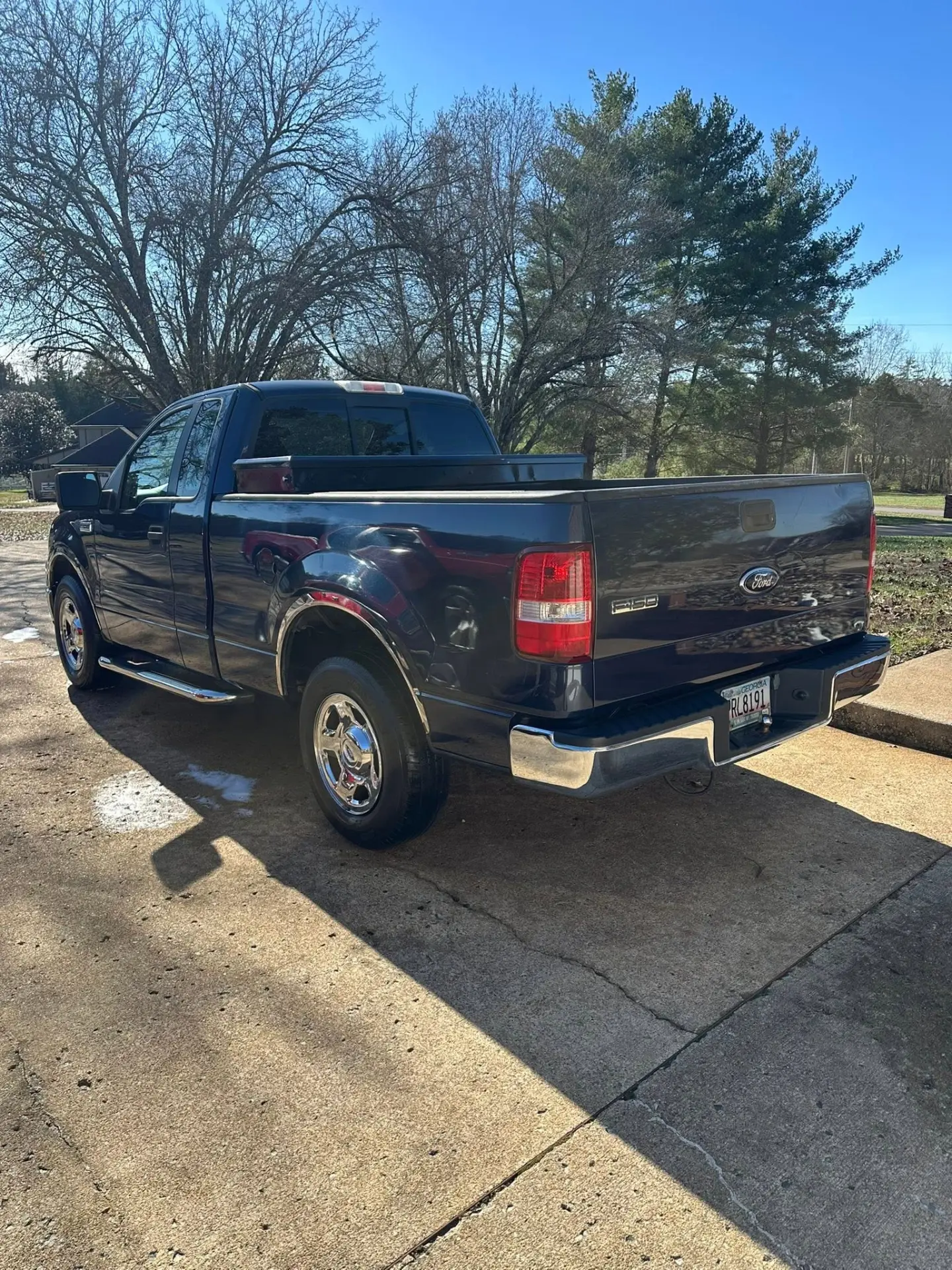 Blue Ford F-150 XLT rear after exterior detail