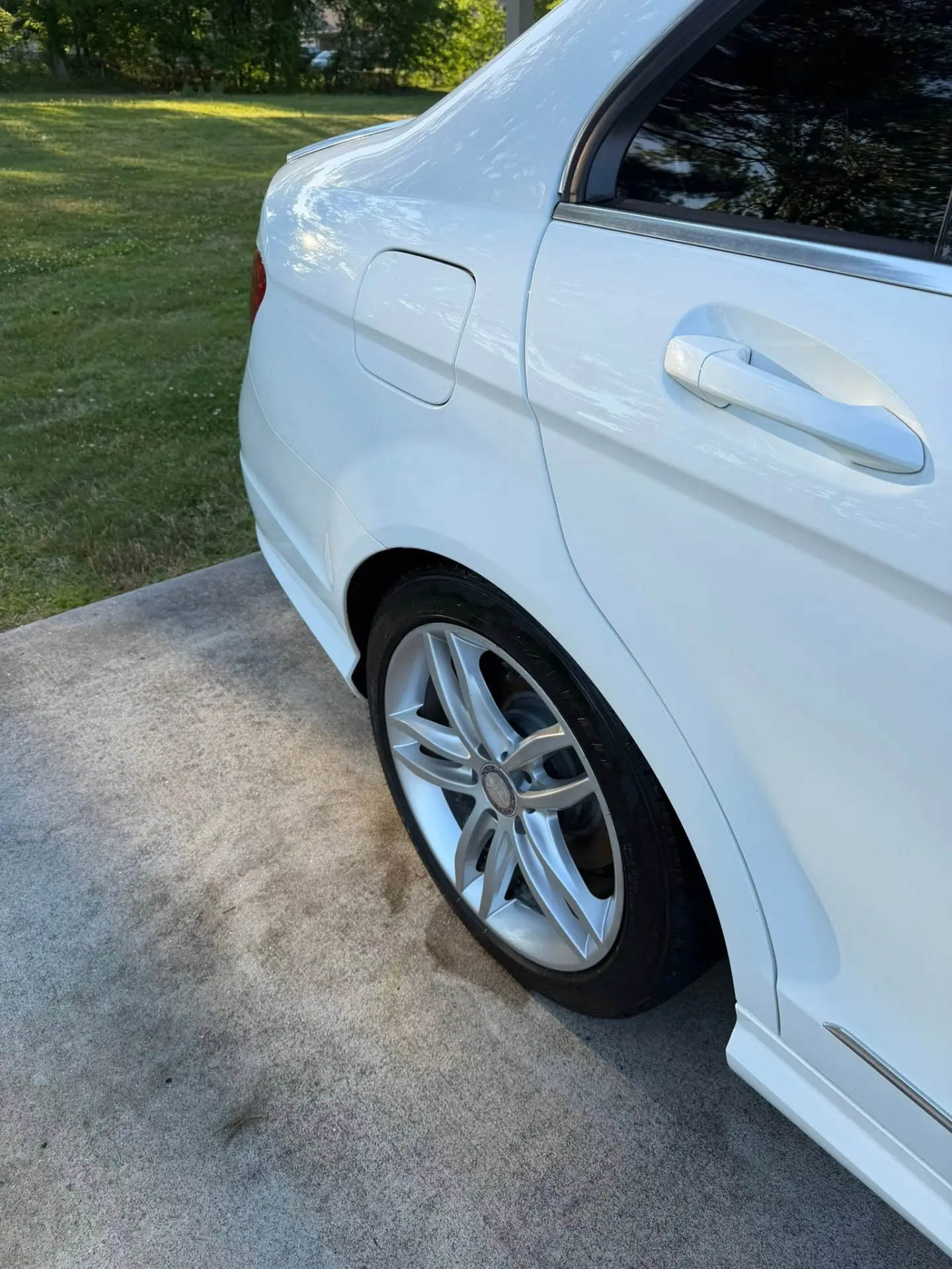 Mercedes-Benz C-Class rear quarter and wheel after detail