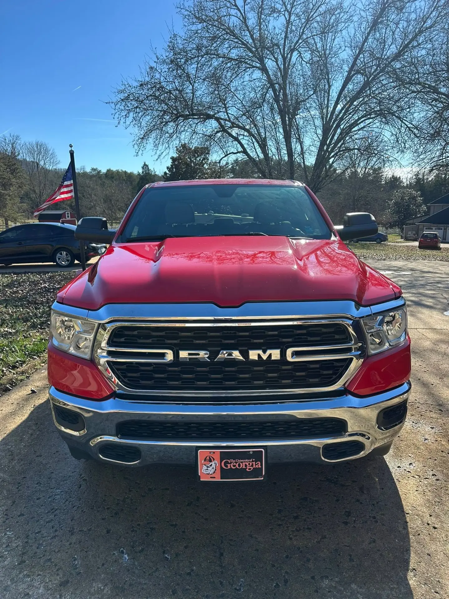 Red Ram 1500 Bighorn front grille after wash